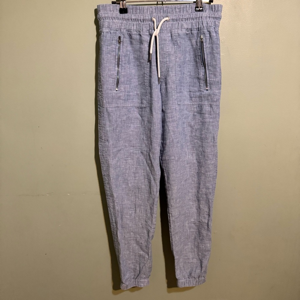 ATHLETA CABO LINEN Jogger Chambray Blue SIZE 2 Vacation Comfort Travel